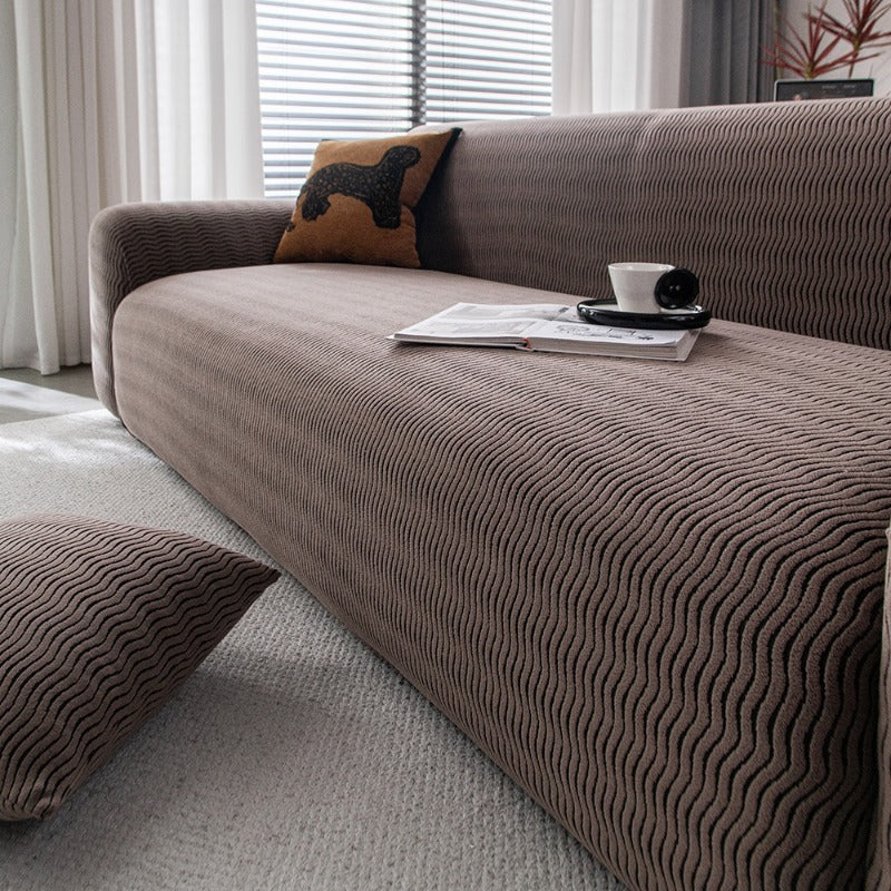 Plush Fleece Stretchy Sofa Cove Soft Cozy Textured Geometric Couch Cover