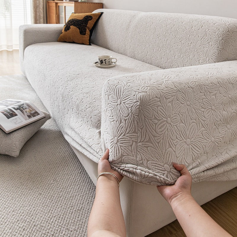 Elastic Floral Couch Slipcover Jacquard Stretchy Non-Slip Furniture Protector