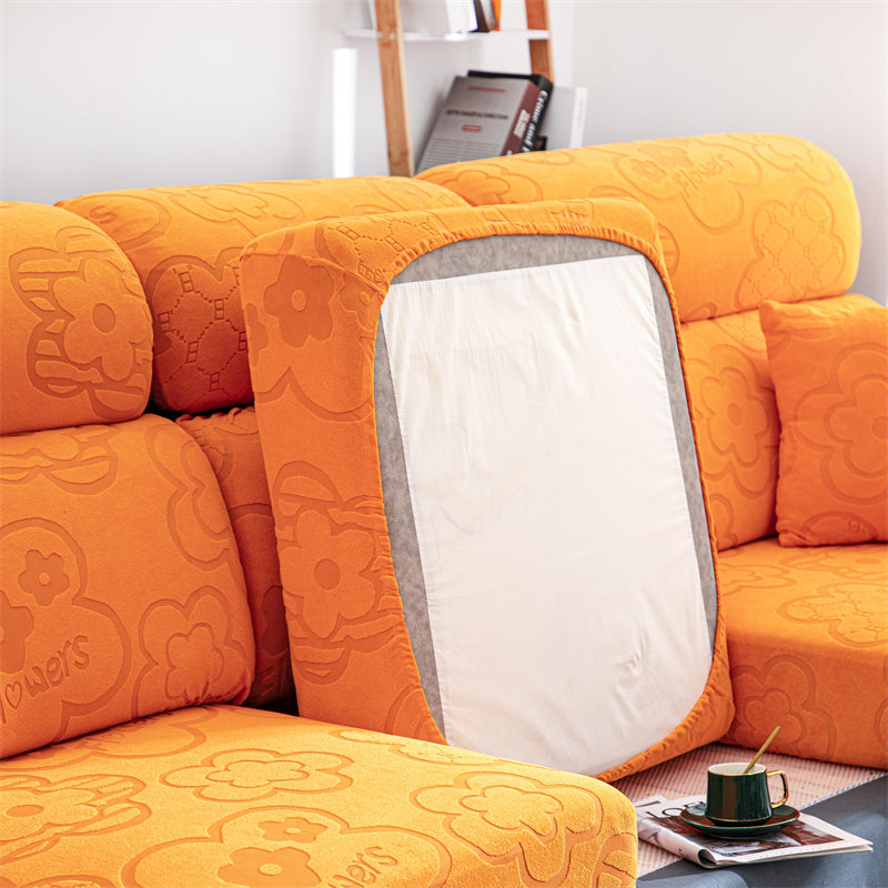 Slipcover Sofa Cover Protector All Season Dustproof and Elastic Sunflower Couch Cushion Cover