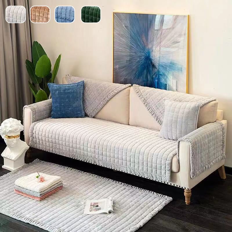 Slipcover Plush Sofa Towel Enhances Living Room Decor with Non-Slip Protection for Furniture