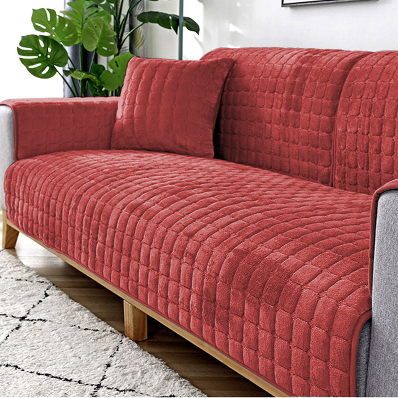 Plush Winter Thick Non-Slip Flannel Sofa Cushion, Universal Sofa Towel Decoration Cover
