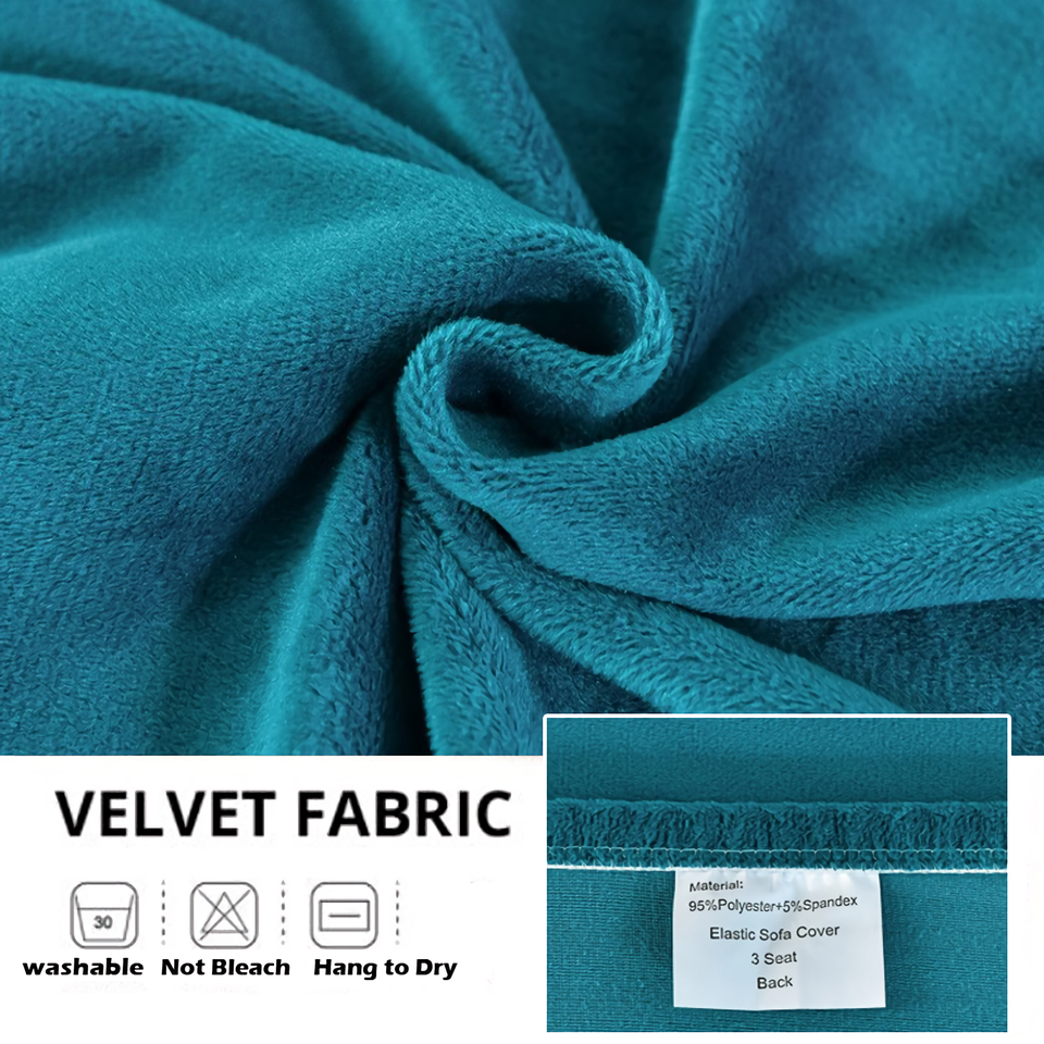 Stretchable Thick Velvet Sofa Cover for L Shaped Corner Sofa in Living Room Fits 1/2/3/4 Seater Couches