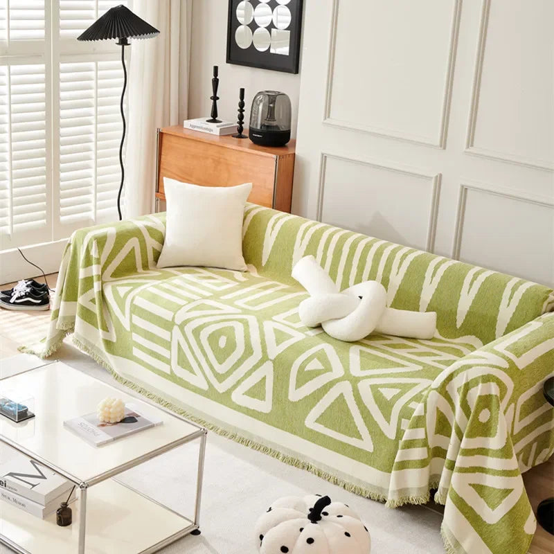 Boho Style Chenille Sofa Slipcover Anti-scratch Sofa Blanket Durable Seat Cushion Cover