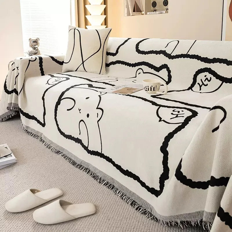 Cartoon Cute Sofa Cover Chenille Durable Seat Cushion Cover Slipcover