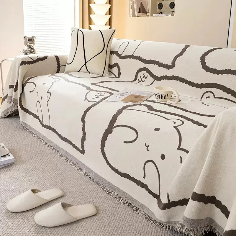 Cartoon Cute Sofa Cover Chenille Durable Seat Cushion Cover Slipcover