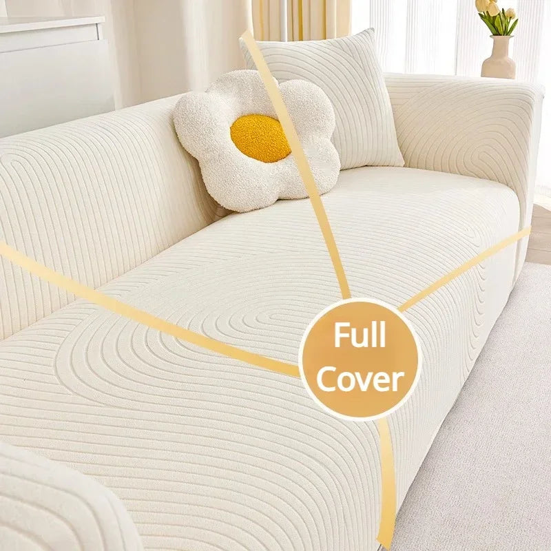 Elastic Jacquard L-Shaped Sofa Covers Stretchy Slipcover