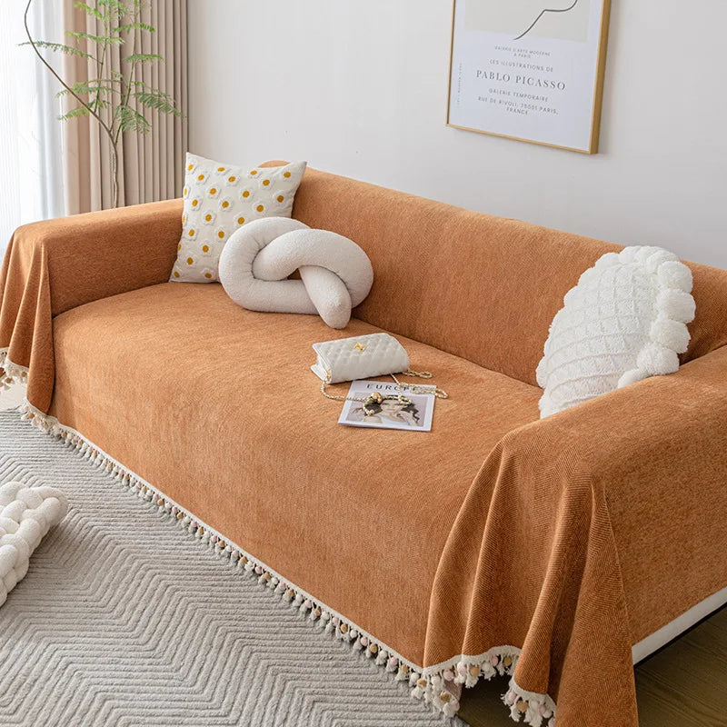Stylish Chenille Sofa Cover Durable Sectional Couch Cover Blanket  Furniture Protector