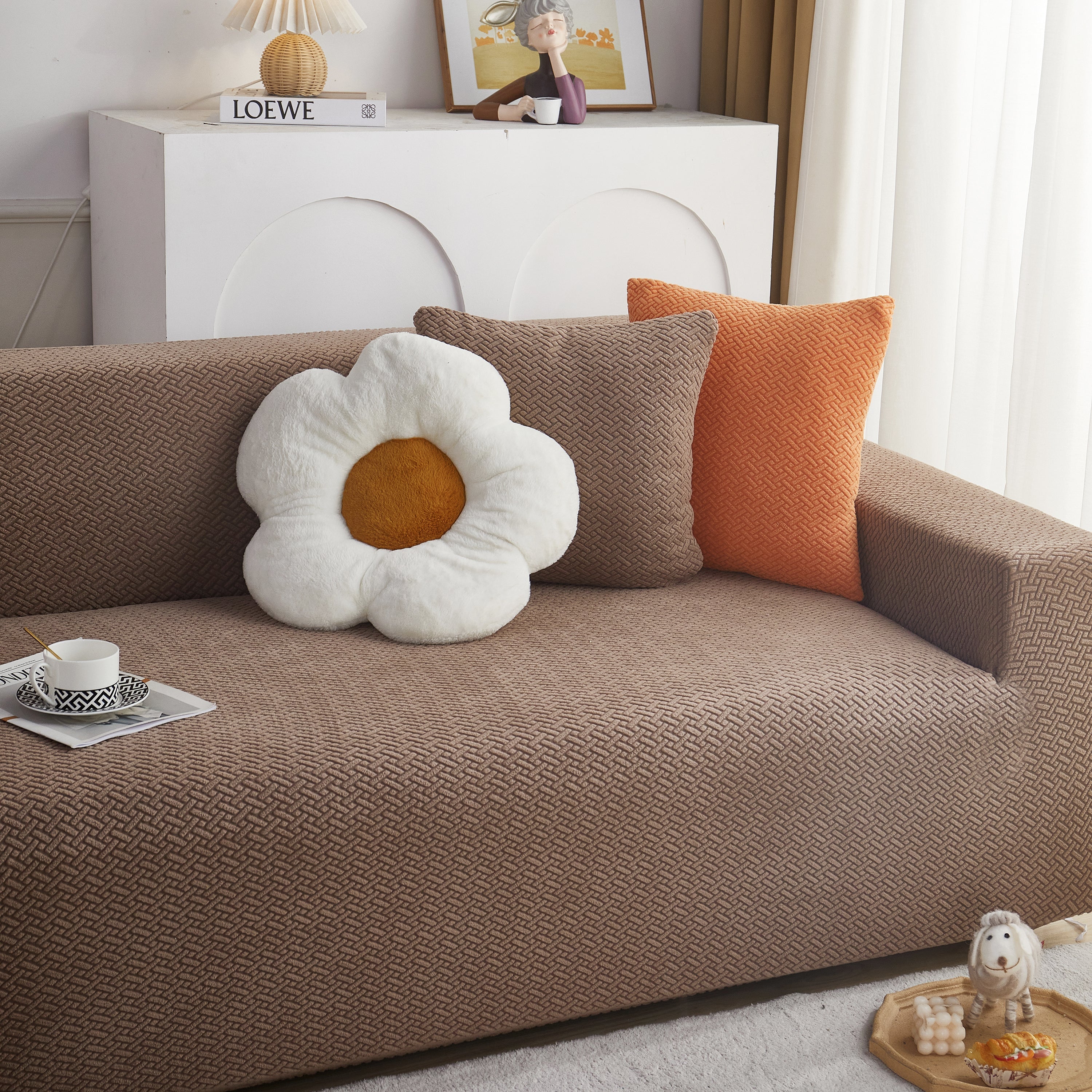 L Shape Couch Covers Stretch Slipcovers Furniture Protector with 1pcs Free Pillowcases