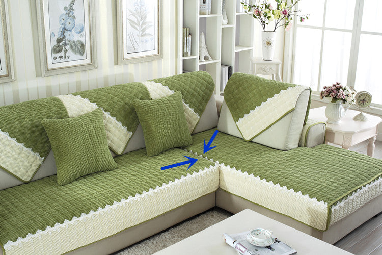 Non-Slip Sectional Couch Cover with Lace, Furniture Protector for Dogs, Pets, and Kids II