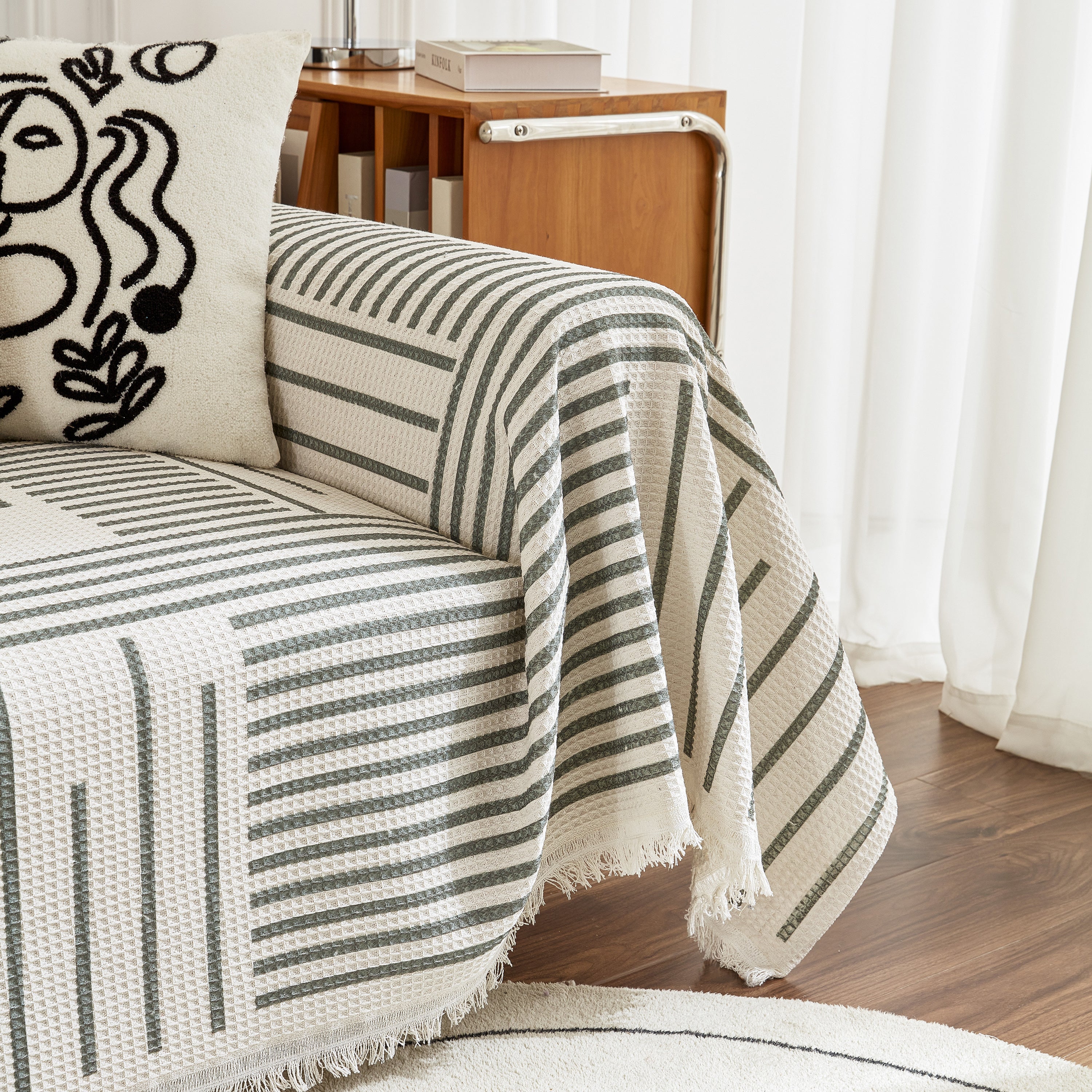 Waffle Lattice Fabric Sofa Cover, Multi-purpose Soft Sofa Throw, Couch Cover Blanket Throws for Couches