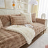 Soft Thick Faux Fur Sofa Cover Stripe Fluffy Fuzzy Non-Slip Washable Couch Covers