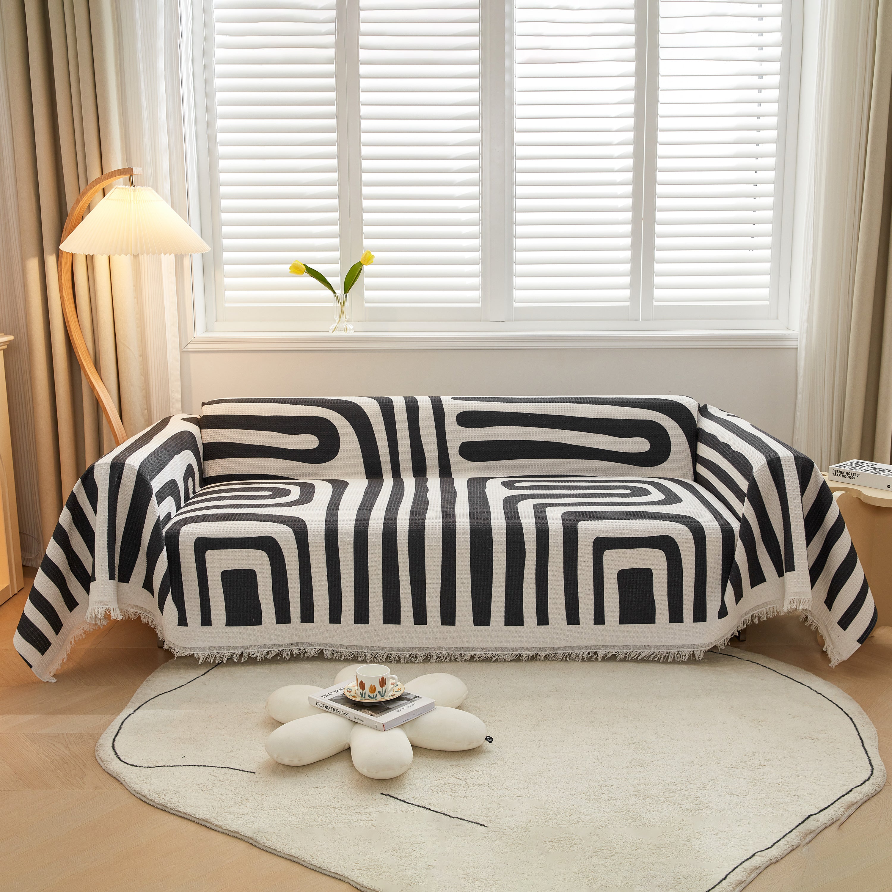 Couch Cover for Most Shape Sofas, Waffle Lattice Sofa Cover Throw, Washable Furniture Covers for Pets