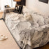 Modern Chenille Sofa Throw Cover, Oversized Floral Abstract Botanical Couch Protector