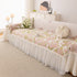 Botanical Sofa Cover with Chiffon Skirt, Floral Couch Throw Blanket for All-Season