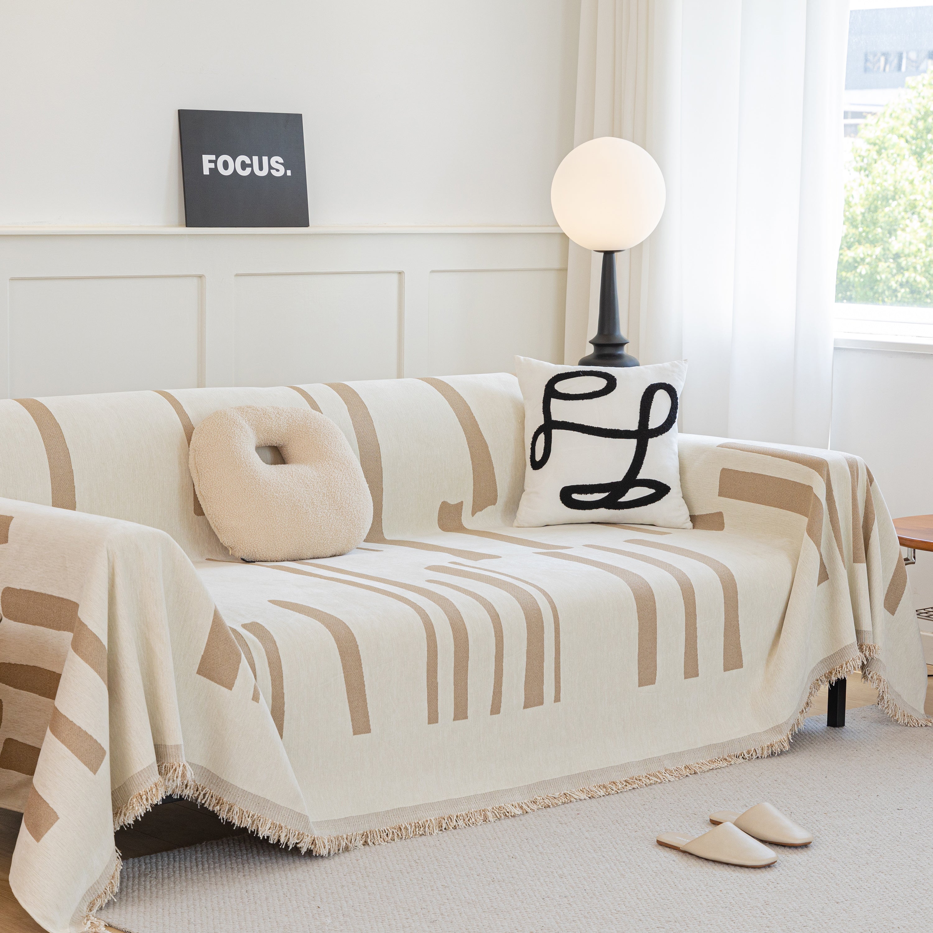 Soft Cozy Chenille Throw Cover for Couch with Tassel Accents, Dustproof Soft Throws for Sofa
