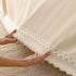 Sofa Cover Throw with Lace Trim & Pom-Pom Fringe, Decorative Couch Cover Blanket