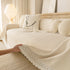 Sofa Cover Throw with Lace Trim & Pom-Pom Fringe, Decorative Couch Cover Blanket
