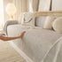 Sofa Cover Throw with Lace Trim & Pom-Pom Fringe, Decorative Couch Cover Blanket