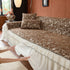 French Country Floral Sofa Cover with Chiffon Ruffle Skirt, Vintage Sofa Throw Cover