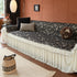 French Country Floral Sofa Cover with Chiffon Ruffle Skirt, Vintage Sofa Throw Cover