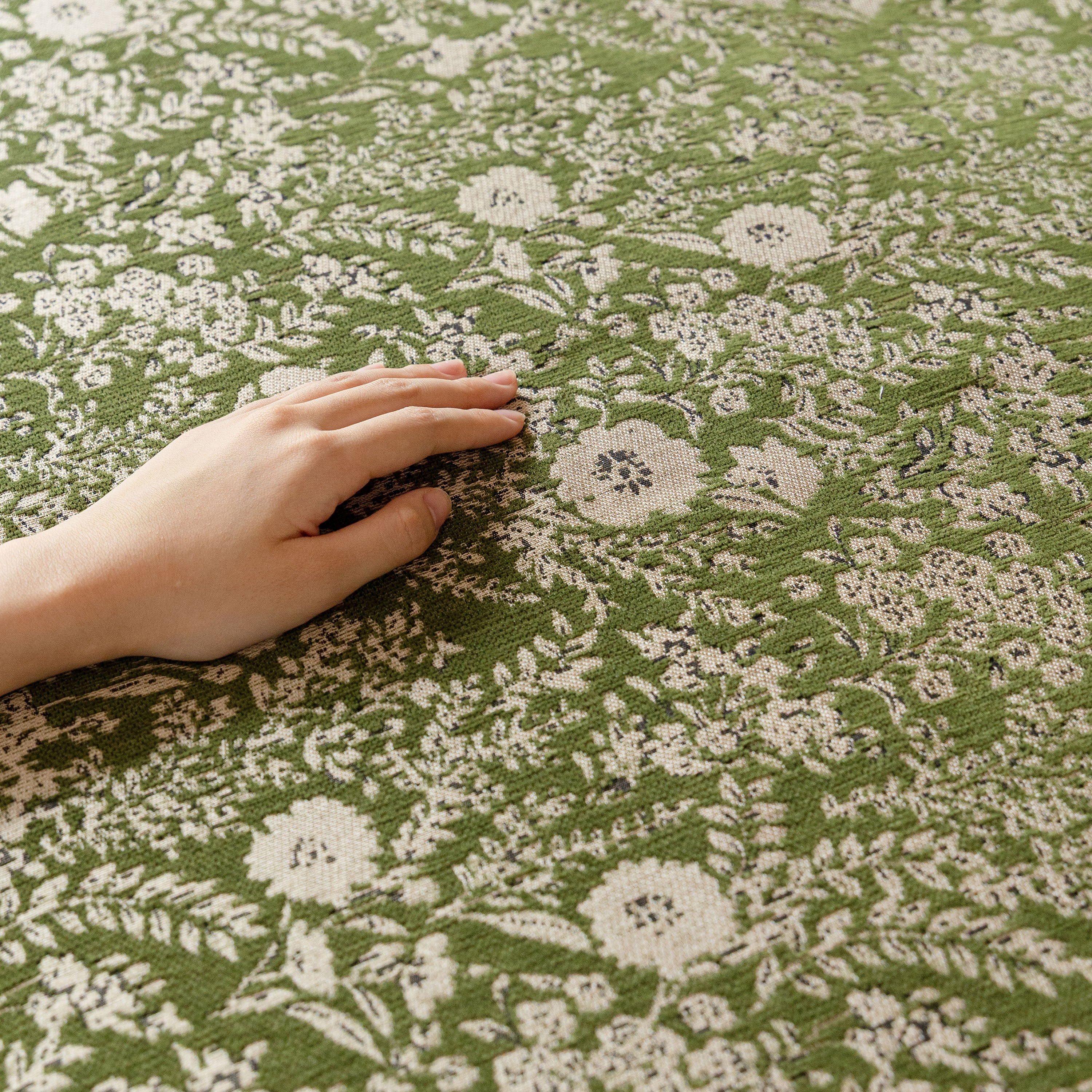 French Country Floral Sofa Cover with Chiffon Ruffle Skirt, Vintage Sofa Throw Cover