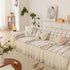Grid Sofa Cover with Ruffle Skirt – Soft, Decorative, Full-Cover Couch Protector