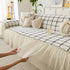 Grid Sofa Cover with Ruffle Skirt – Soft, Decorative, Full-Cover Couch Protector