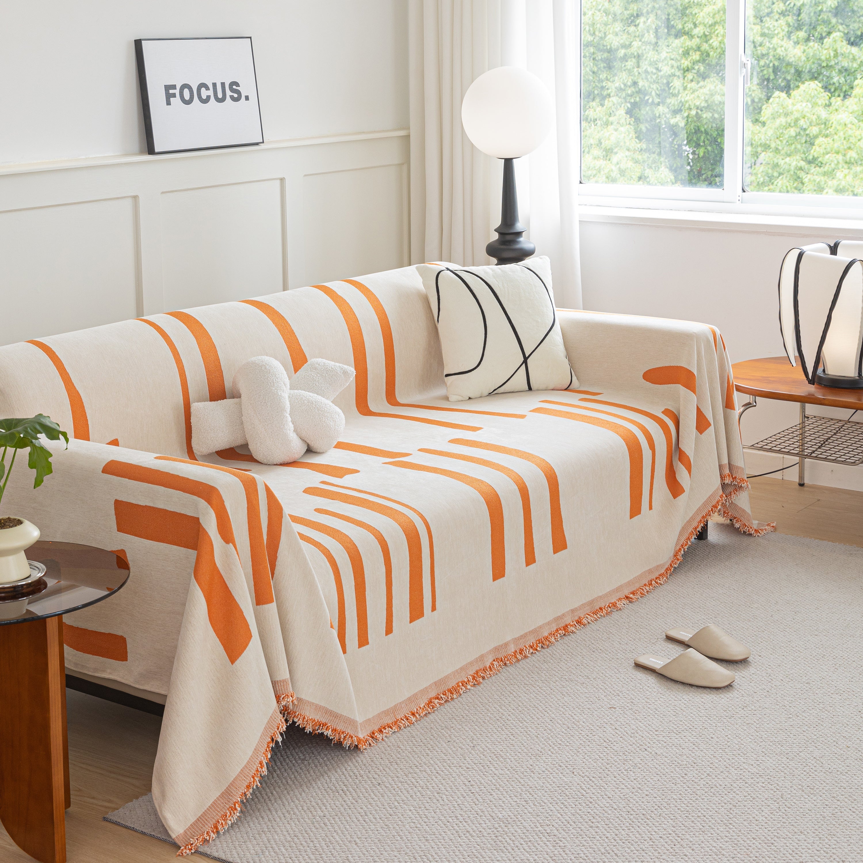 Soft Cozy Chenille Throw Cover for Couch with Tassel Accents, Dustproof Soft Throws for Sofa