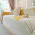 Cozy Couch Throw Blanket with Tassels, Jacquard Leaf Pattern Furniture Protector