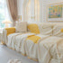 Cozy Couch Throw Blanket with Tassels, Jacquard Leaf Pattern Furniture Protector