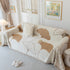 Cozy Couch Throw Blanket with Tassels, Jacquard Leaf Pattern Furniture Protector