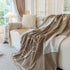 Cozy Couch Throw Blanket with Tassels, Jacquard Leaf Pattern Furniture Protector