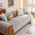 Quilted Velvet Sofa Cover, Thick Padded Couch Protector with Raised Geometric Texture