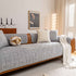 Quilted Velvet Sofa Cover, Thick Padded Couch Protector with Raised Geometric Texture