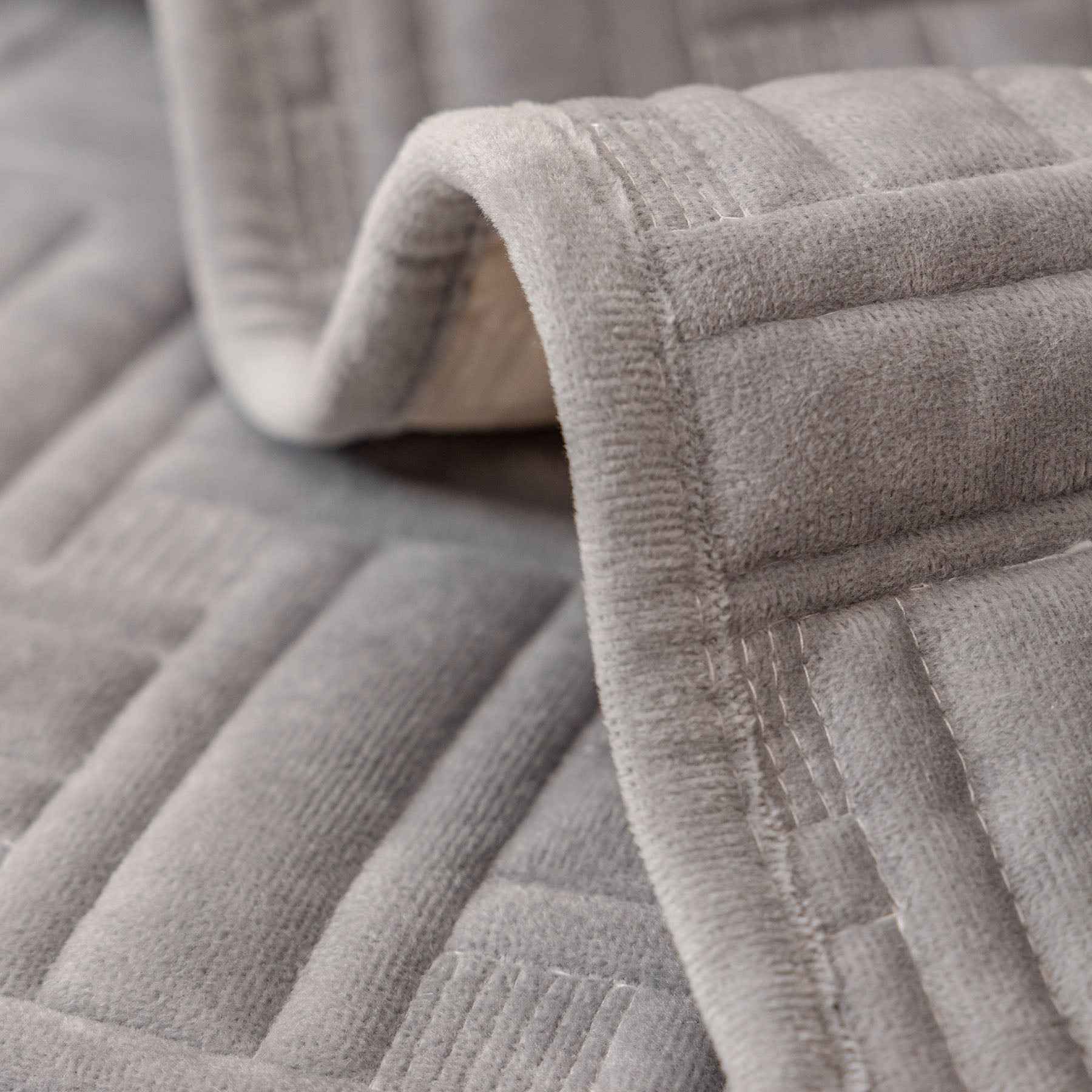 Quilted Velvet Sofa Cover, Thick Padded Couch Protector with Raised Geometric Texture