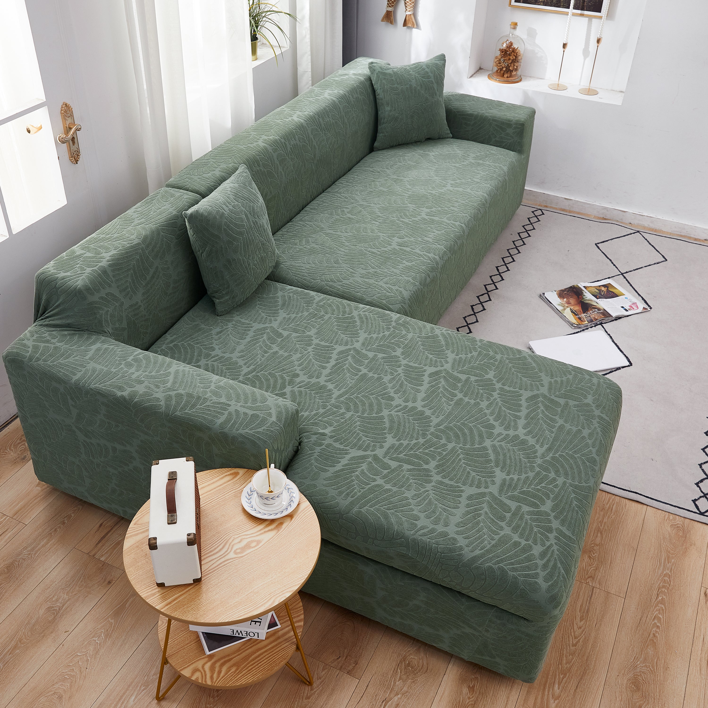 Stretch Couch Covers for 1/2/3/4/5 Seater L Shape Sofa Slipcovers with Elastic Bottom for Kids