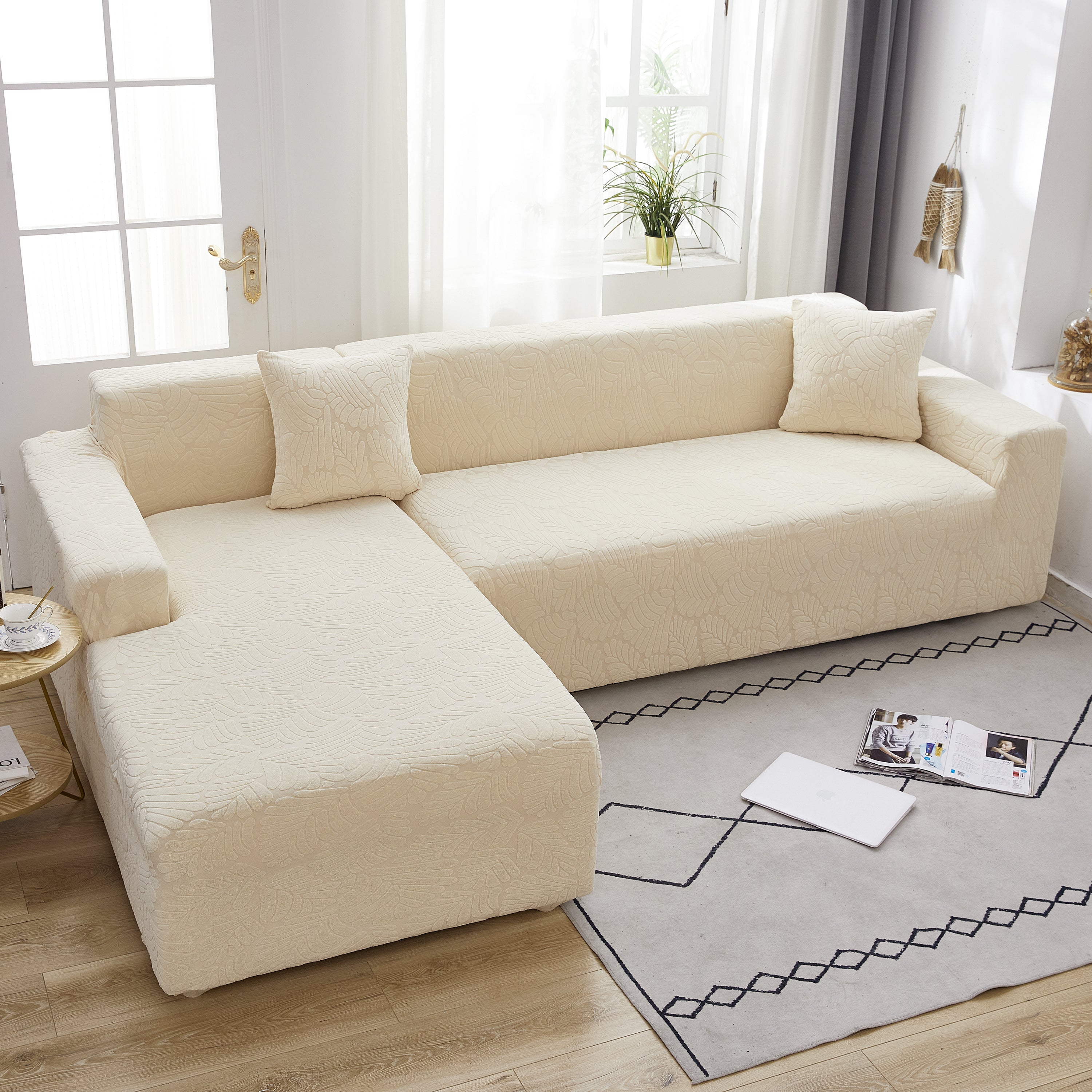 Stretch Couch Covers for 1/2/3/4/5 Seater L Shape Sofa Slipcovers with Elastic Bottom for Kids