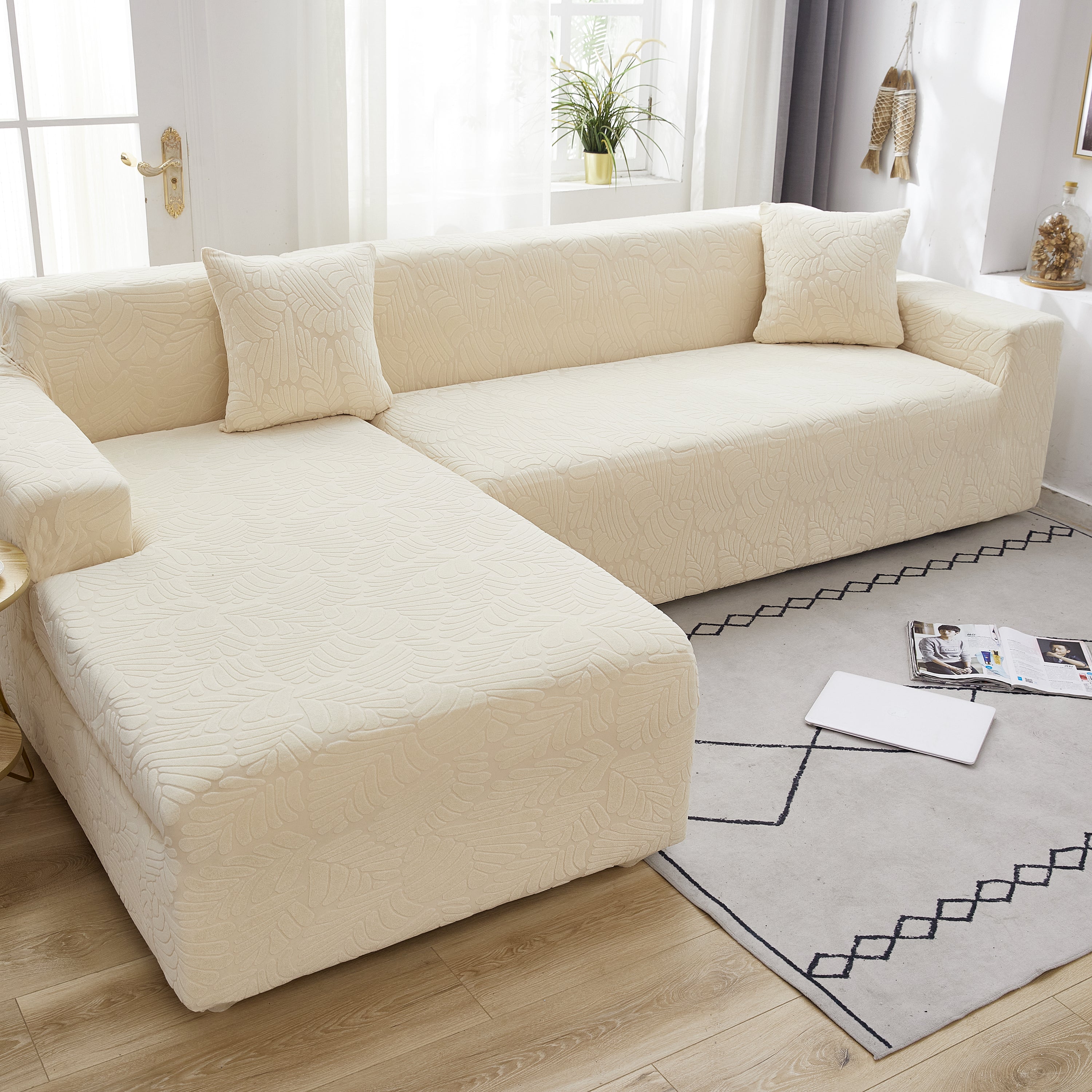 Stretch Couch Covers for 1/2/3/4/5 Seater L Shape Sofa Slipcovers with Elastic Bottom for Kids