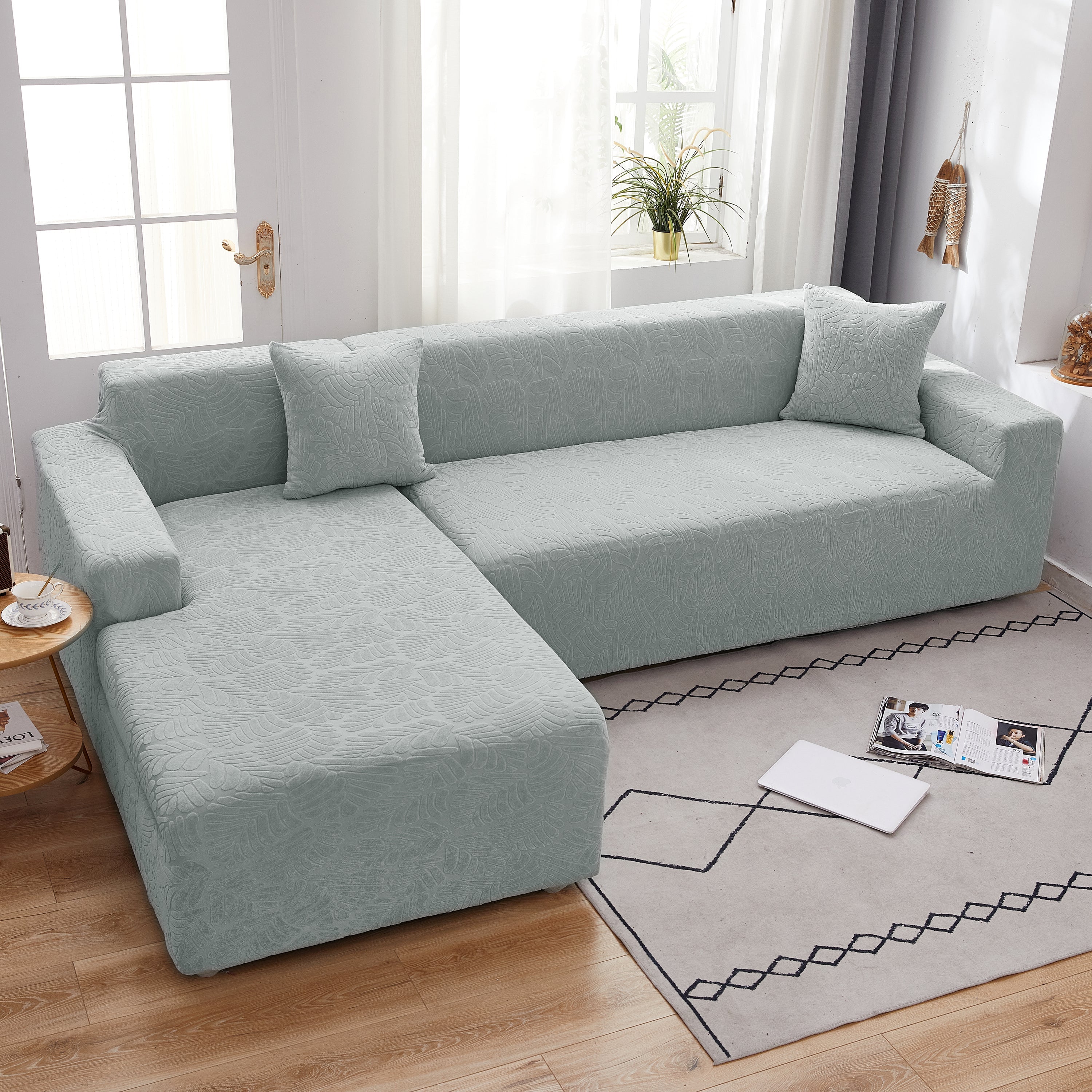Stretch Couch Covers for 1/2/3/4/5 Seater L Shape Sofa Slipcovers with Elastic Bottom for Kids