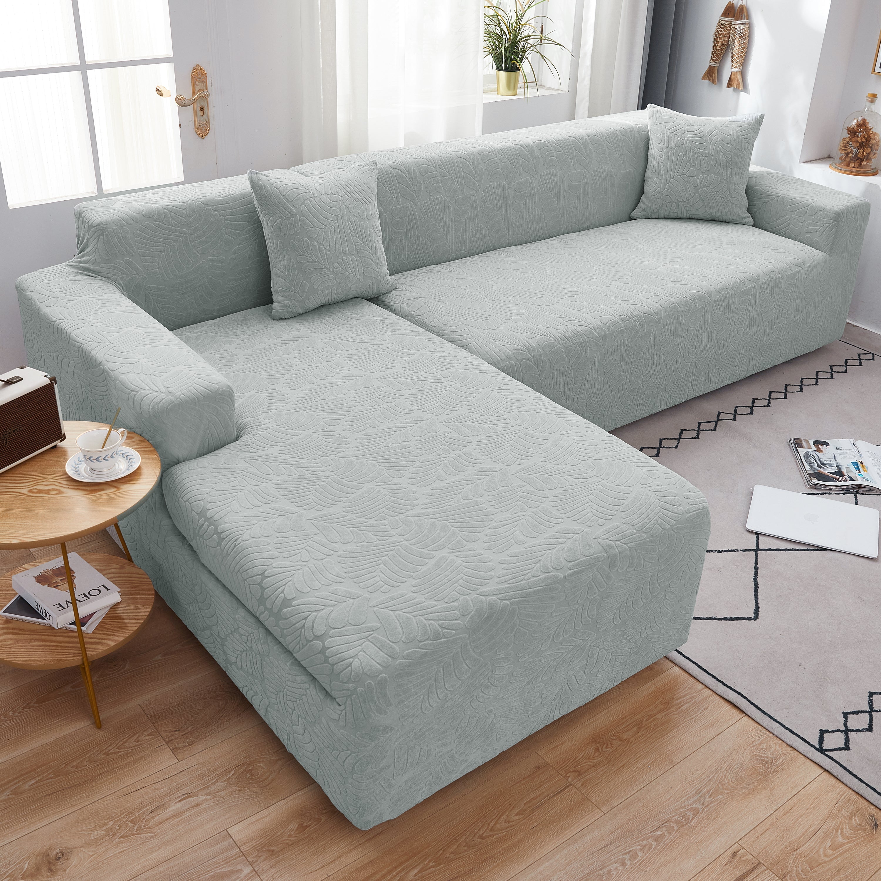 Stretch Couch Covers for 1/2/3/4/5 Seater L Shape Sofa Slipcovers with Elastic Bottom for Kids