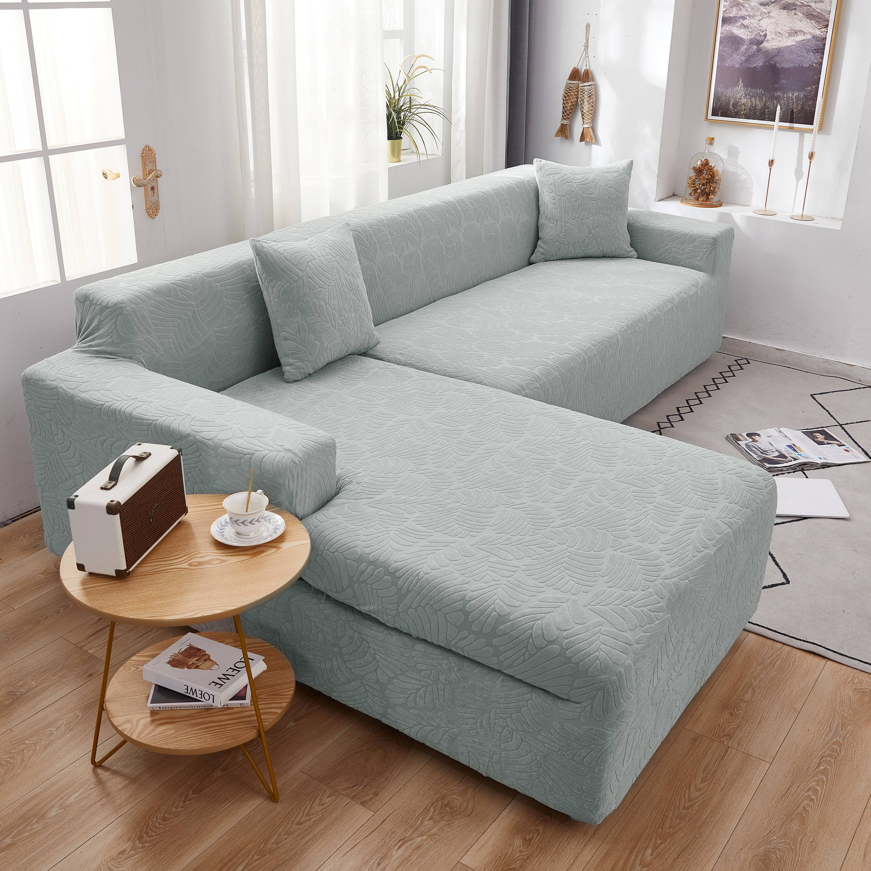 Stretch Couch Covers for 1/2/3/4/5 Seater L Shape Sofa Slipcovers with Elastic Bottom for Kids