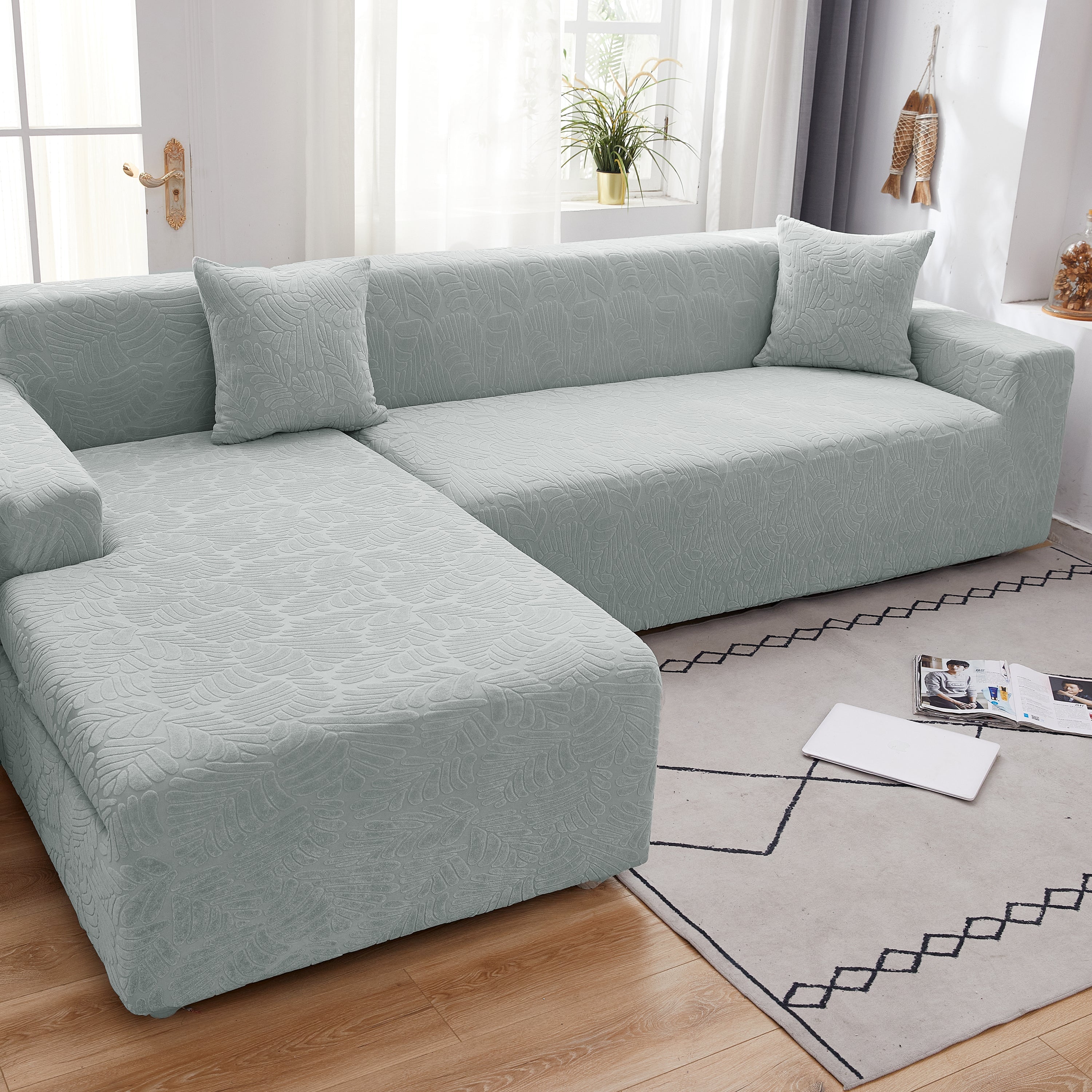 Stretch Couch Covers for 1/2/3/4/5 Seater L Shape Sofa Slipcovers with Elastic Bottom for Kids