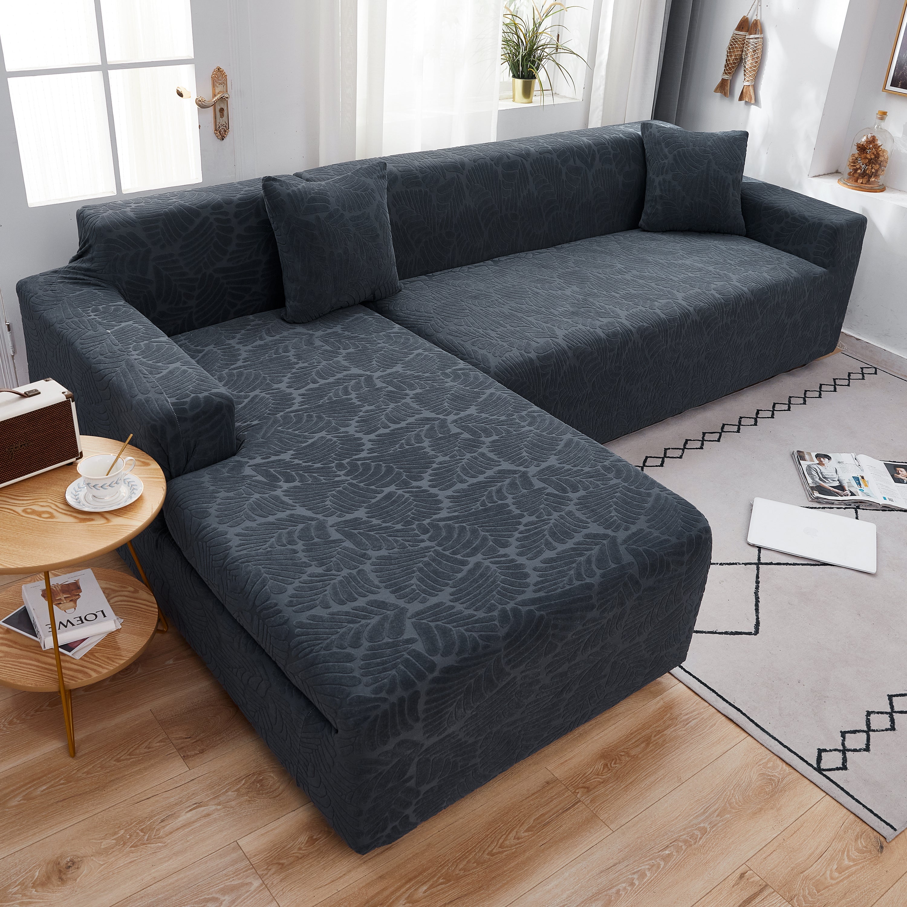 Stretch Couch Covers for 1/2/3/4/5 Seater L Shape Sofa Slipcovers with Elastic Bottom for Kids