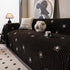 Chenille Camellia Floral Sofa Throw Cover Couch Blanket with Striped Jacquard