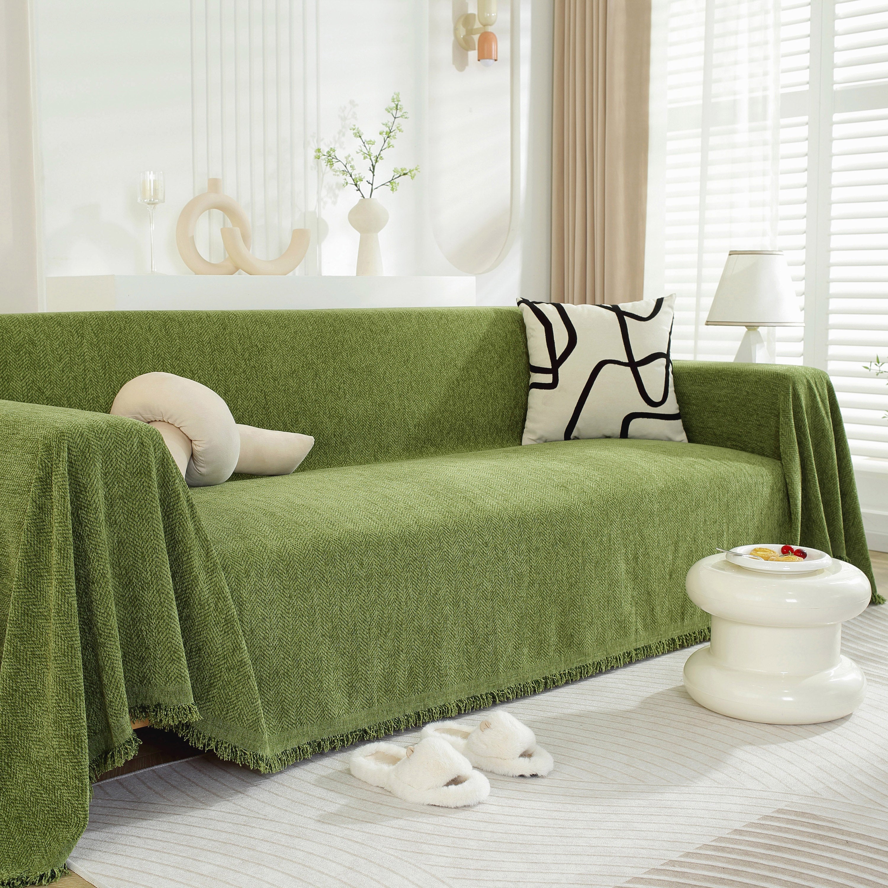 Chenille Herringbone Couch Protector Blanket, Stylish Throw Blankets for Couch and Couch Throw Cover