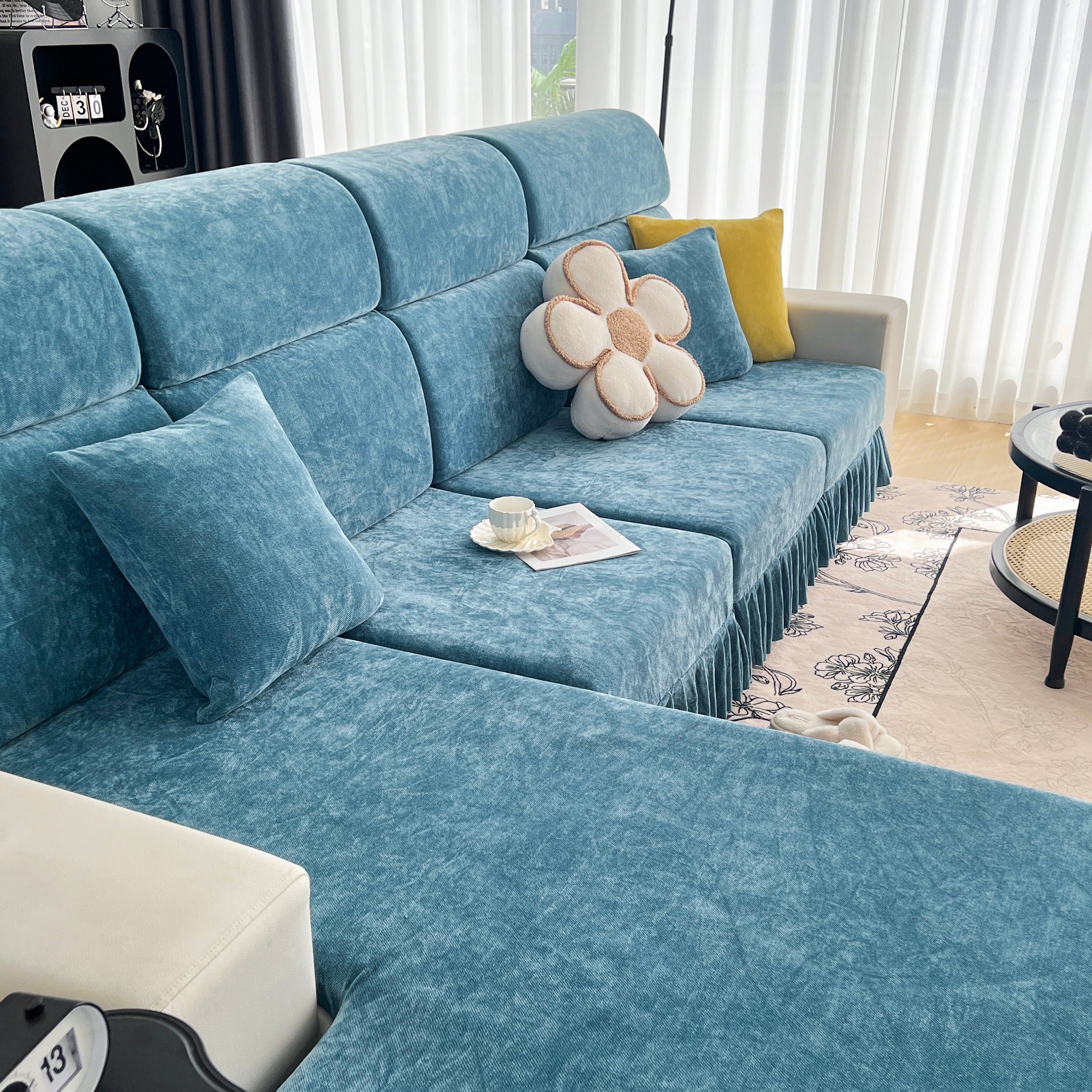 Universal Elastic Skirt Sofa Slipcover, Stretch Sofa Cushion Cover For Bedroom Office Living Room