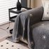 Chenille Camellia Floral Sofa Throw Cover Couch Blanket with Striped Jacquard
