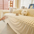 Grid Textured Sofa Cover with Sheer Ruffle Skirt, Pet-Friendly Sofa Throw Slipcover