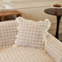 Grid Textured Sofa Cover with Sheer Ruffle Skirt, Pet-Friendly Sofa Throw Slipcover