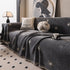 Chenille Camellia Floral Sofa Throw Cover Couch Blanket with Striped Jacquard